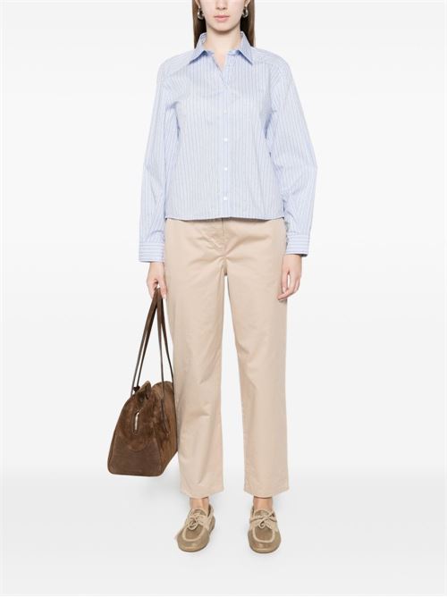 Camicia donna Emme Marella celeste rigata in popeline stretch con strass EMME Marella | LIUTI002